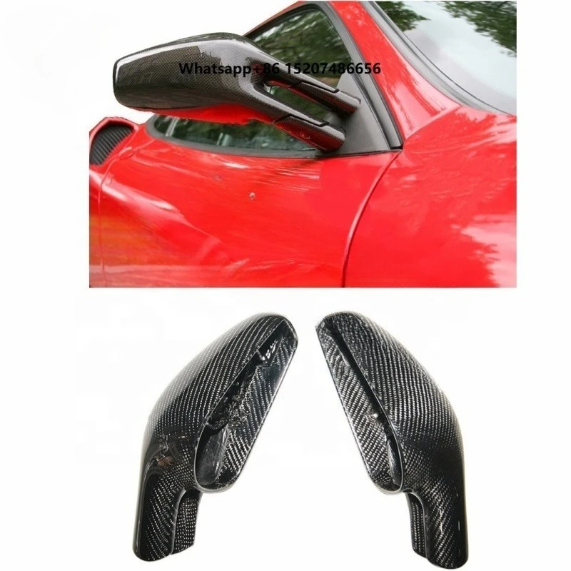 High Glossy Carbon Fiber Replacement Parts Exterior Rear Side Mirror Covers for F430 OEM Rearview Mirror Cover