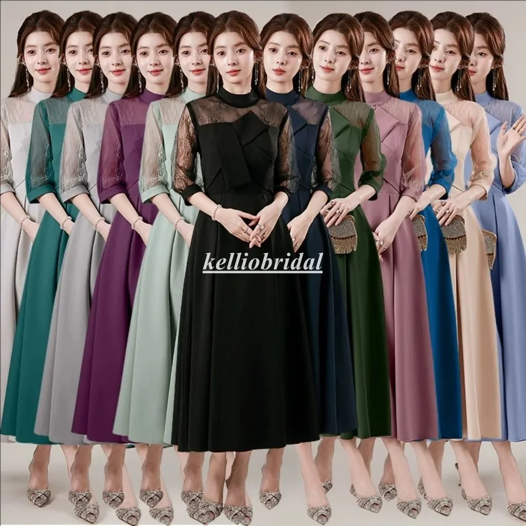 

Customized Short Bridesmaid Dresses With Half Sleeves Pleated Satin Modern Fashion Party Gown For Women YSM194