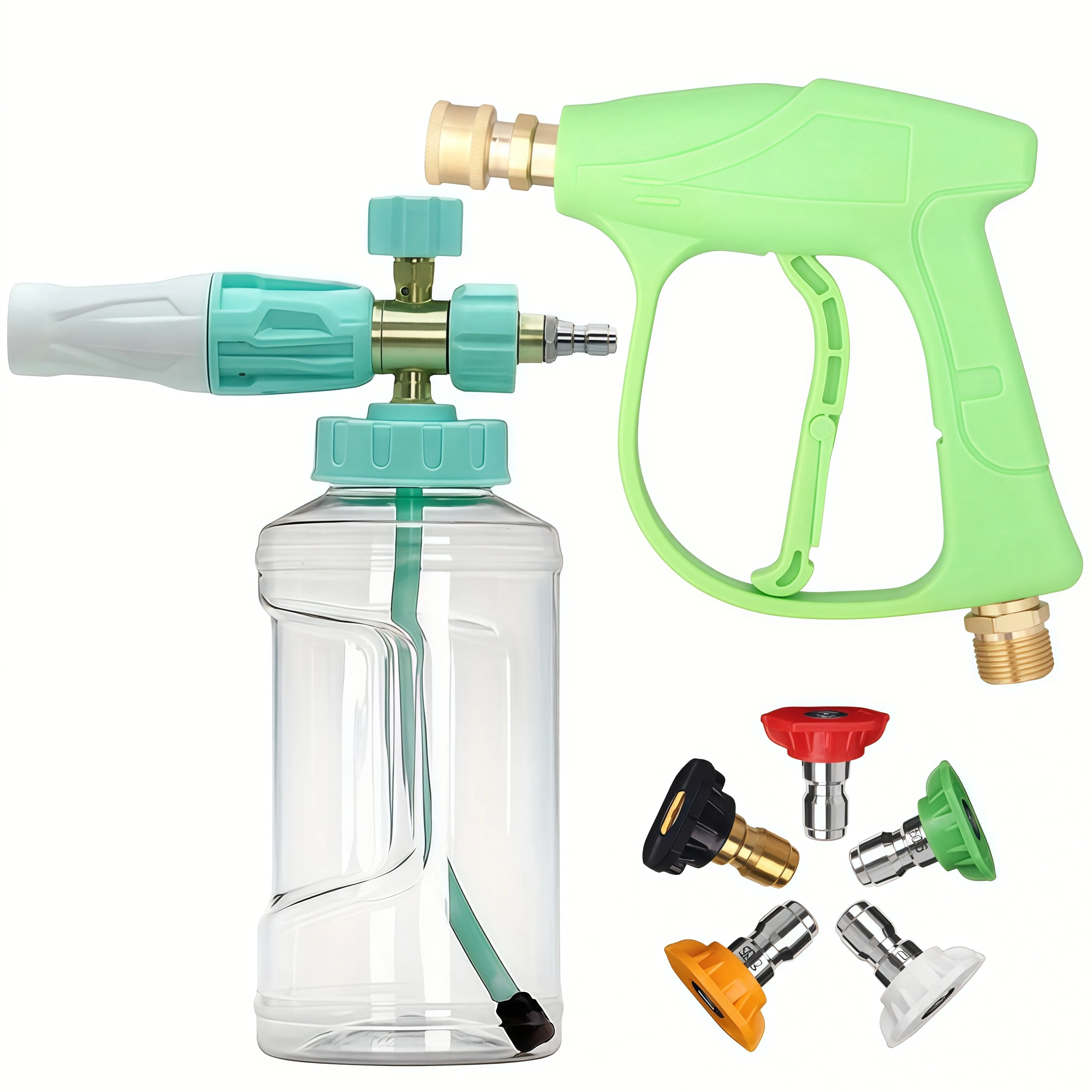 

Пистолет для пены высокого давления с прозрачной баночкой емкостью 1 л и быстроразъемным соединением 1/4 дюйма — распылитель пены для мойки и чистящих средств