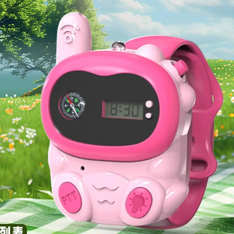 Watch Walkie Talkies For Kids 2X Cartoon Walkie-talkies For Kids With LED Lights Remote Call Phone With Clock And Compass