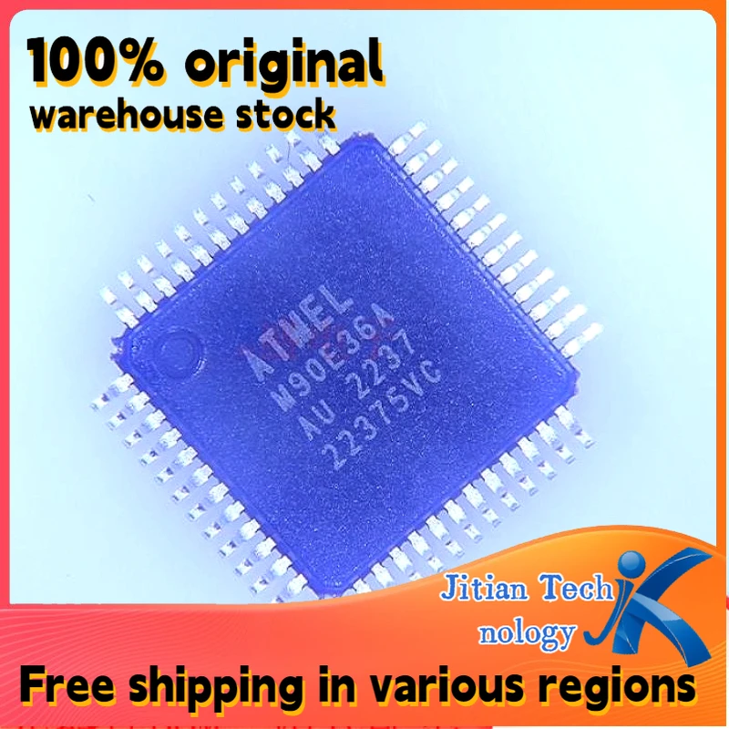 100% original inventory 1PCS ATM90E36A-AU-R logo M90E36A TQFP-48 Electric energy metering chip Channel direct sales