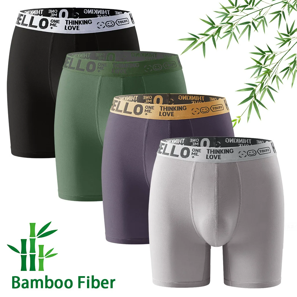 Didgeridoo Bamboo - 4-delige set lange herenboxershorts van bamboevezels,