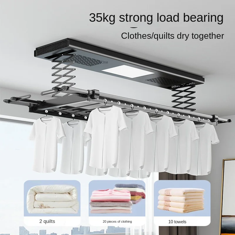 Led Lighting Electric Rack Intelligent Remote Control Lifting Household Clothes Dryer Balcony Four Pole Telescopic Clothes Dryer