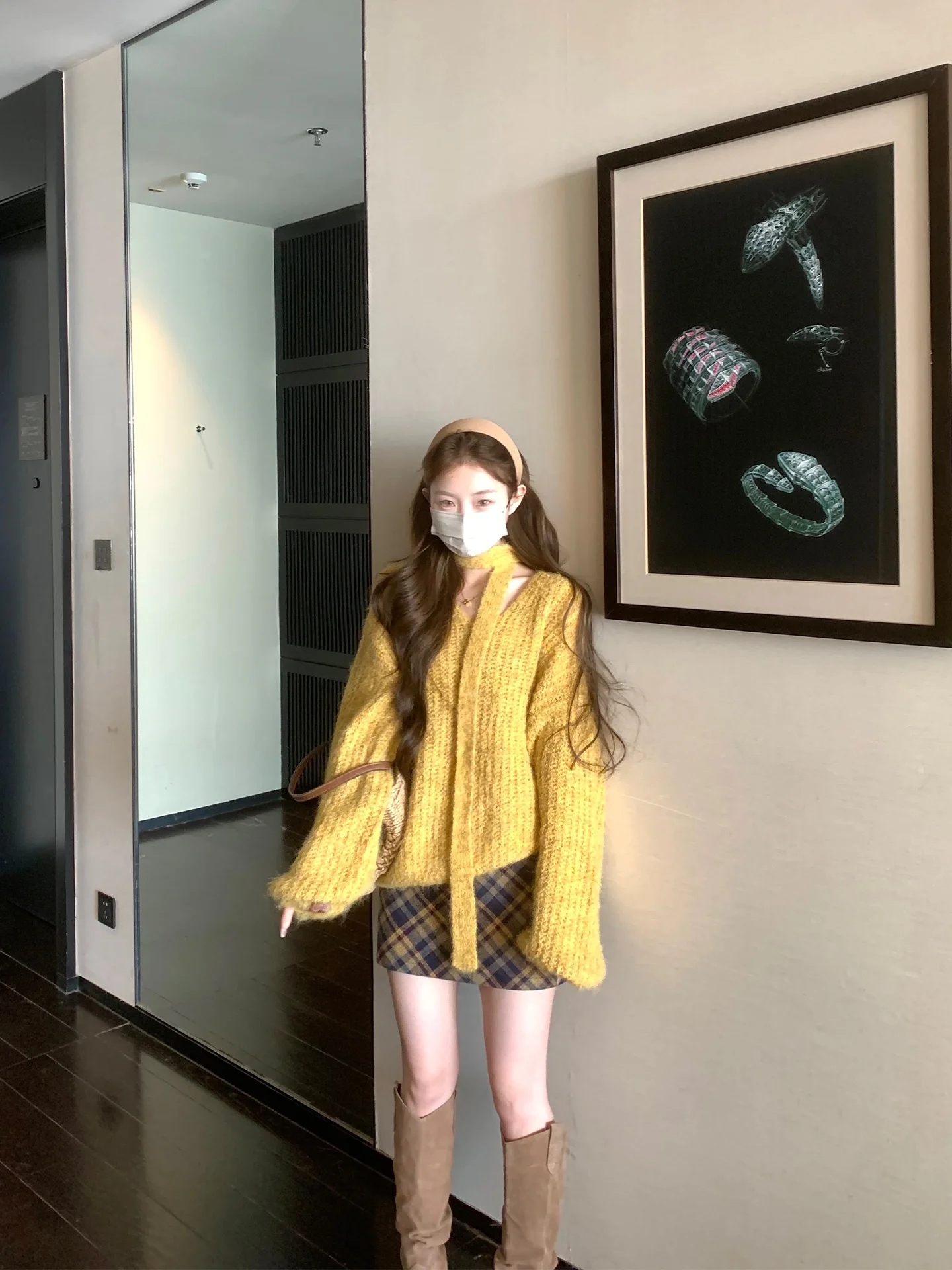 

Soft Skin-Friendly V-Ne Long Sve Knitted Sweater Women's Pullover Top Korean Sle Loose Fit Warm Thi Spring Faion