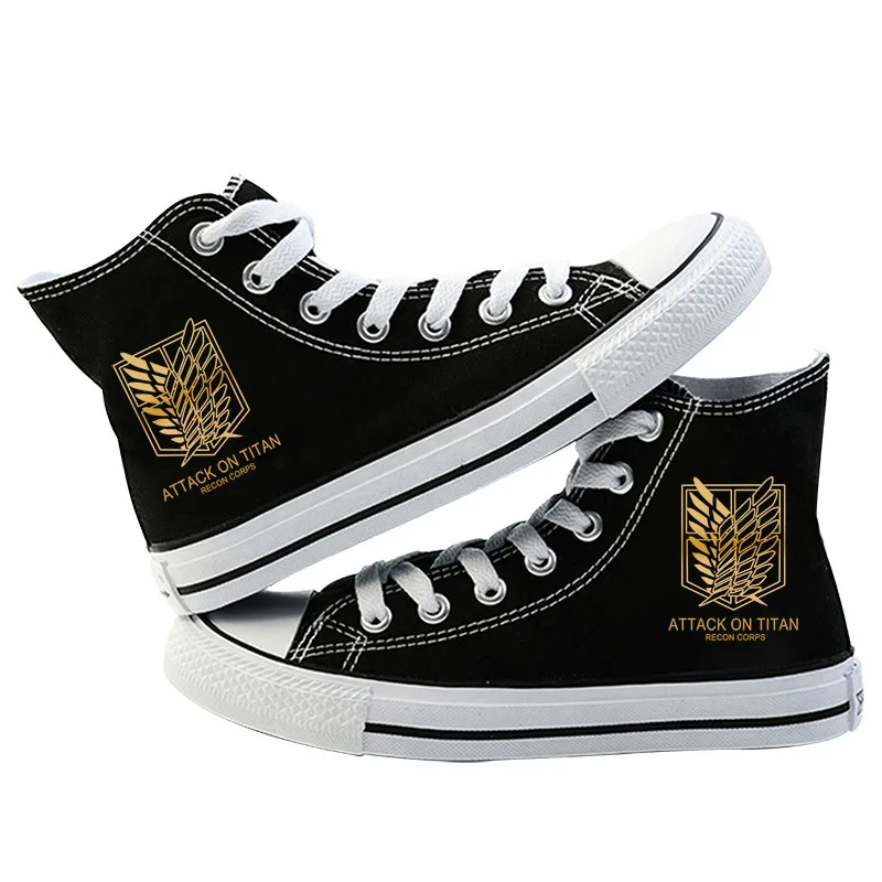 Japońskie Anime atak na tytan Cosplay na co dzień buty na wysokiej platformie Shingeki No Kyojin płócienne buty dziewczęce chłopięce sportowe na prezent