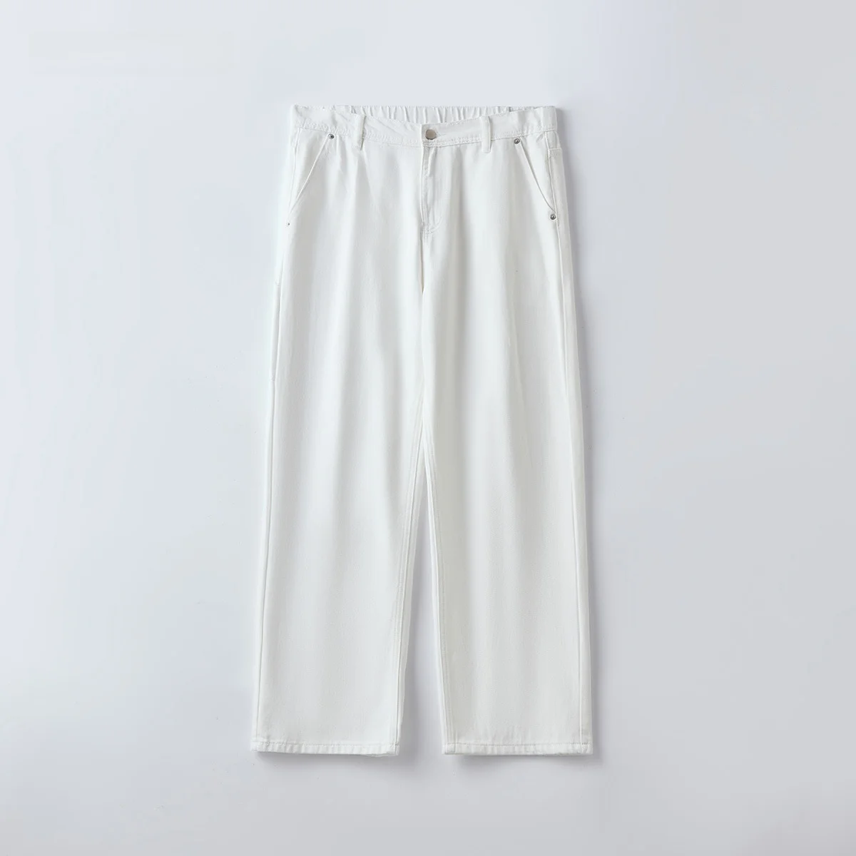 

Мужские джинсы свободного прямого кроя, белые, повседневные, с высокой талией, весенние, молодежные, модные, длинные брюки для высоких мужчин