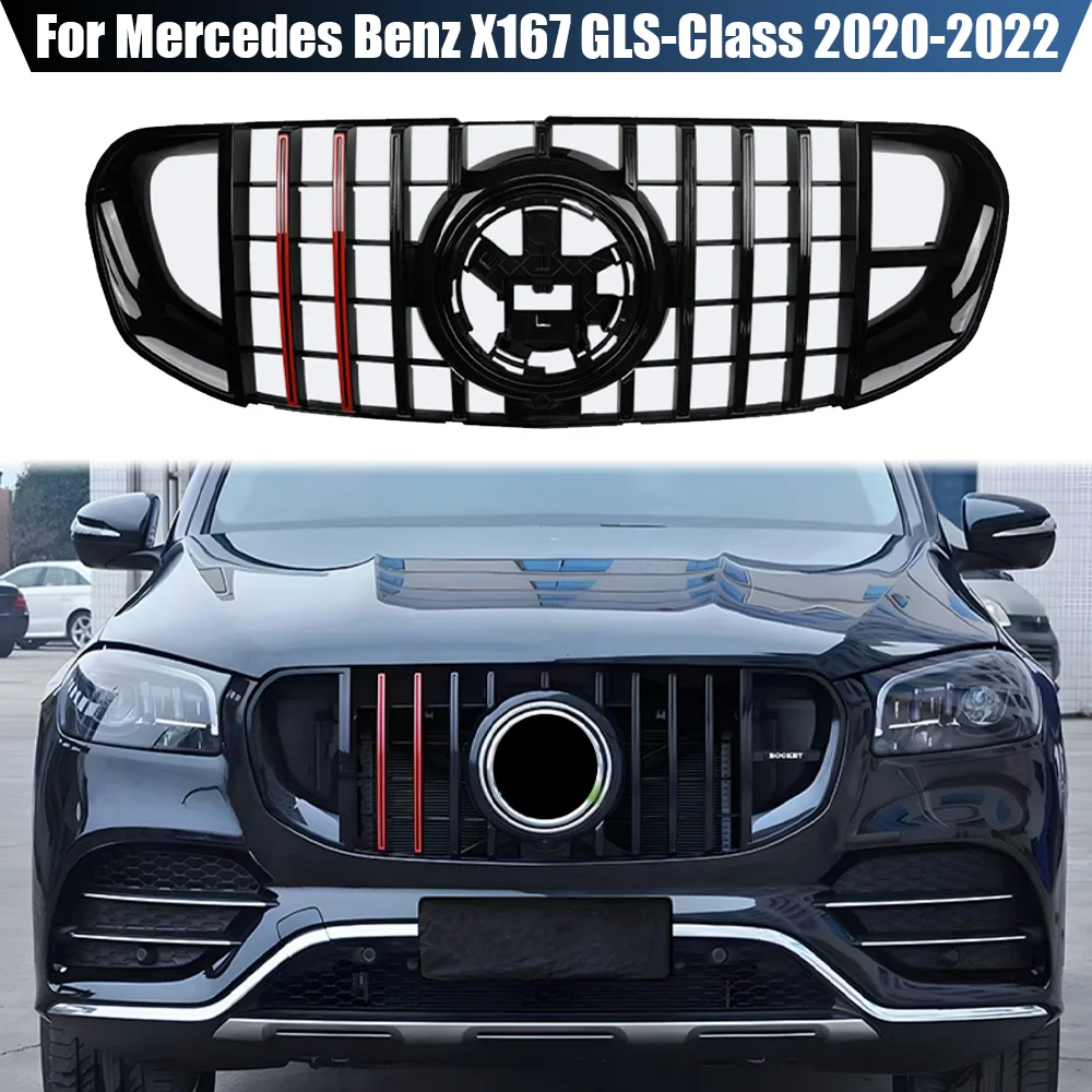 

Front Grille Bumper Grill GT Style For Mercedes Benz X167 GLS-Class 2020 2021 2022 GLS450 GLS580 Sport Tuning Refit