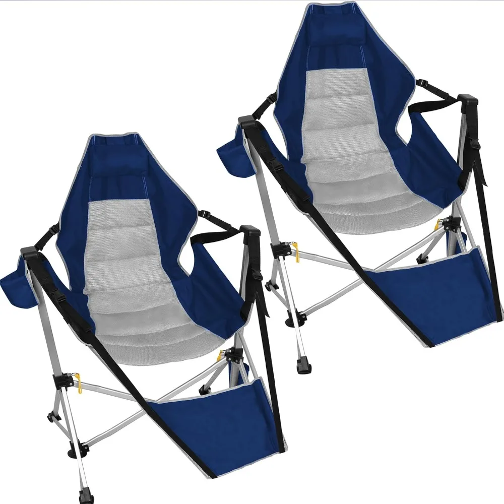 

2 шт. алюминиевый гамак для кемпинга с подставкой для ног, большой портативный качающийся стул с регулируемой спинкой и сиденьем, легкий вес