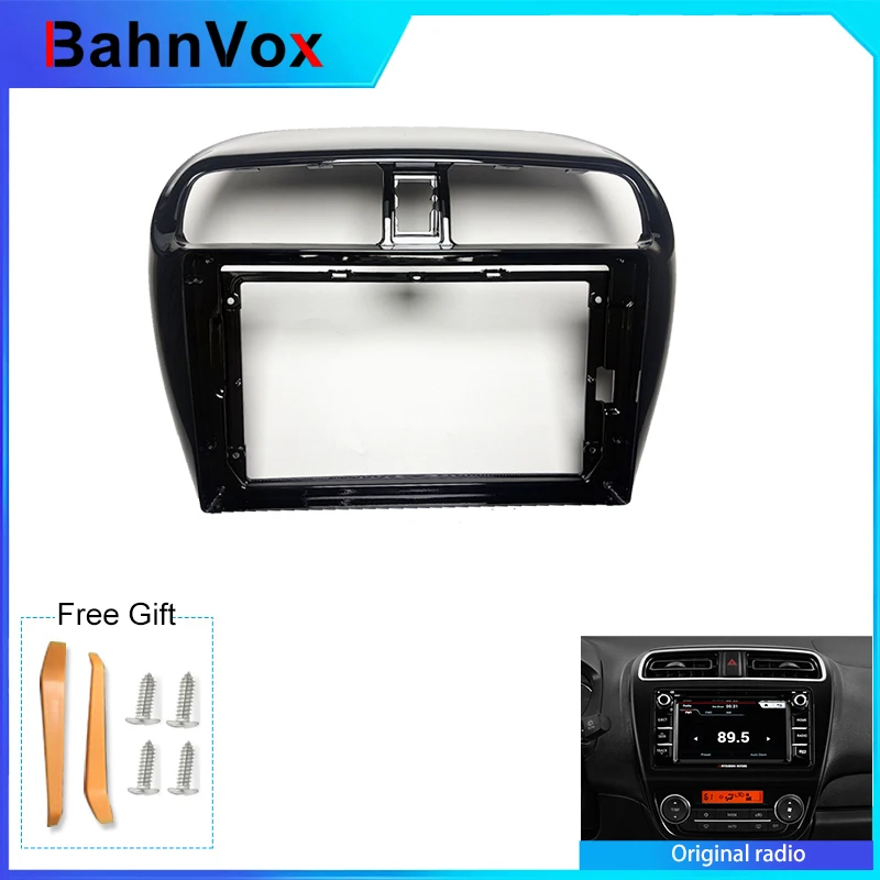 9 inch Android Car Radio frame for  Mitsubishi mirage attrage 2012 2018 2din Stereo GPS Fascia bezel Panel Adapter wire harness