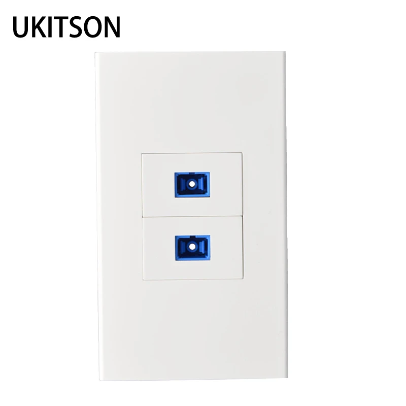 US Faceplate Two Ports SC Optic UPC Wall Panel Socket 120x70mm Pass Through 2 Plugs SC-SC Outlet In White Color Cover