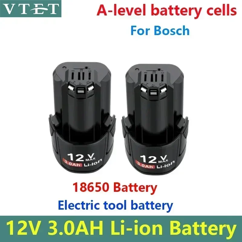 2024 New 12V 3000Mah  Bat411 Backup Batteries For Bosch Bat413a, Bat412a, D-70745GOP, 2607336014,  2607336013,PS20-2 In 18650