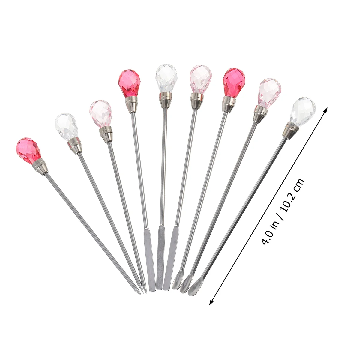 9 Teile/satz Farbe Kunststoff Rührstab Pediküre Kit Löffel Pigment Form Nagel Werkzeug Metall Nadel Stangen für Acryl Harz