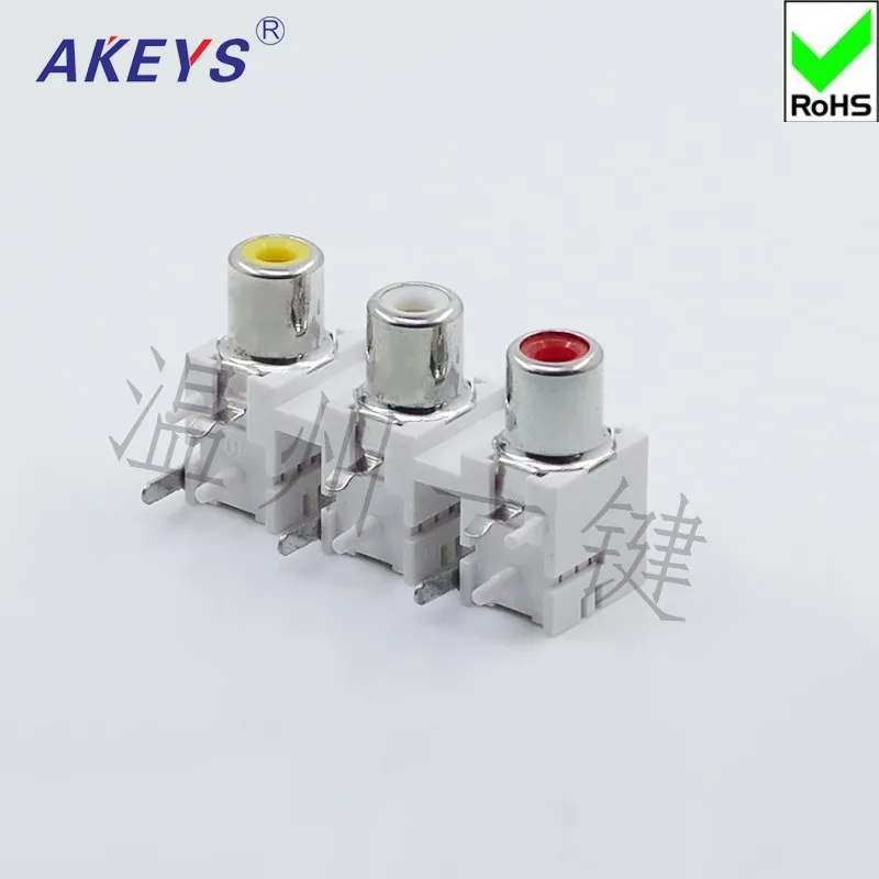 10 pcs AV3-8.4-12 White AV Co-core Socket RCA Seat Single-hole PCB Welded Audio and Video Socket Lotus Block