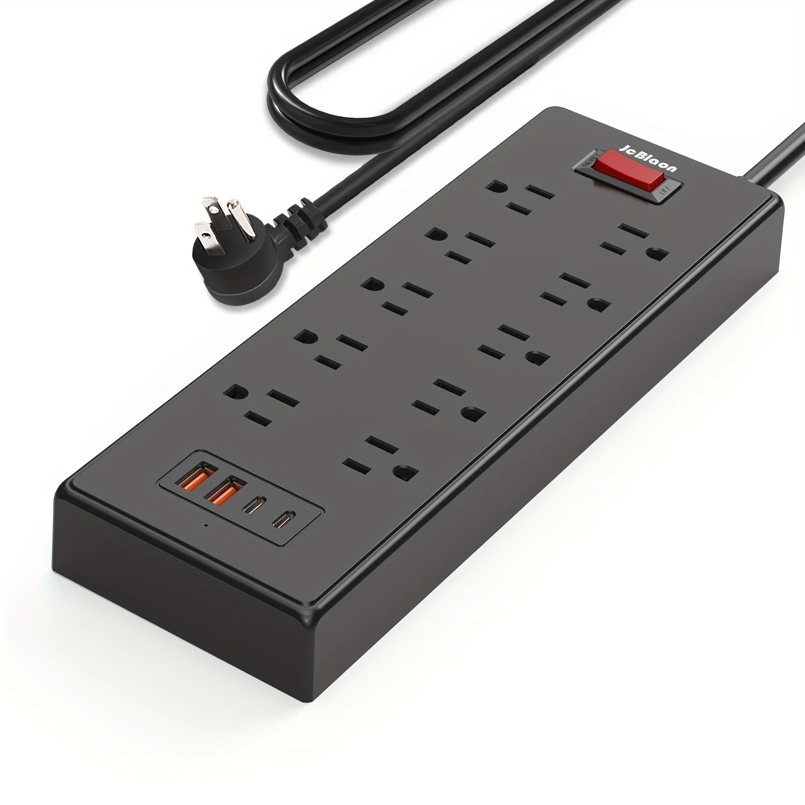 Socket Extender - Plug Extension Cord with 10 Outlets and 4 USB Ports, 5ft Power Strip Surge Protector,1625W/13A,Wall Mountable