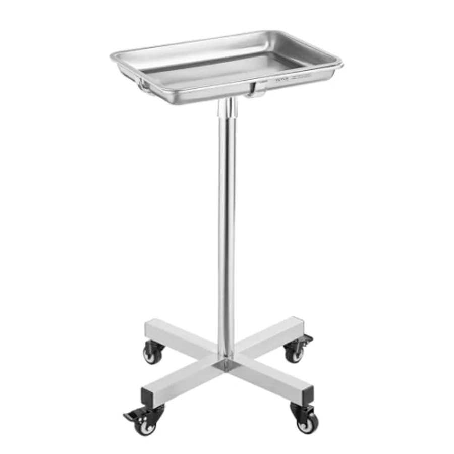 

Mayo Stand Stainless Steel Mayo Tray Load Capacity up to 36 lbs Adjustable Height 31.9"-55" Medical Tray on Wheels with Removab