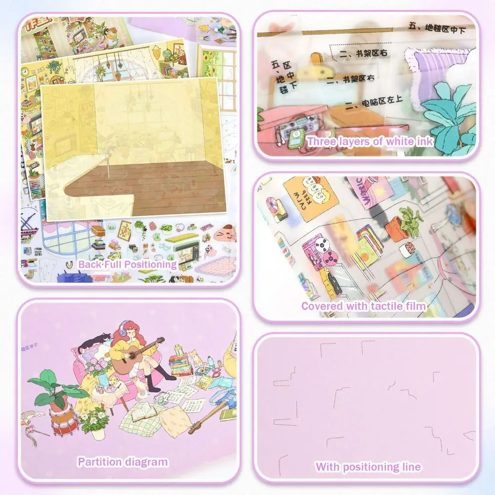 Music/Illustration Studio 3D Landscape Sticker Scene Display Decompression DIY Pocket Cabin Scene Stickers Visual Stacking