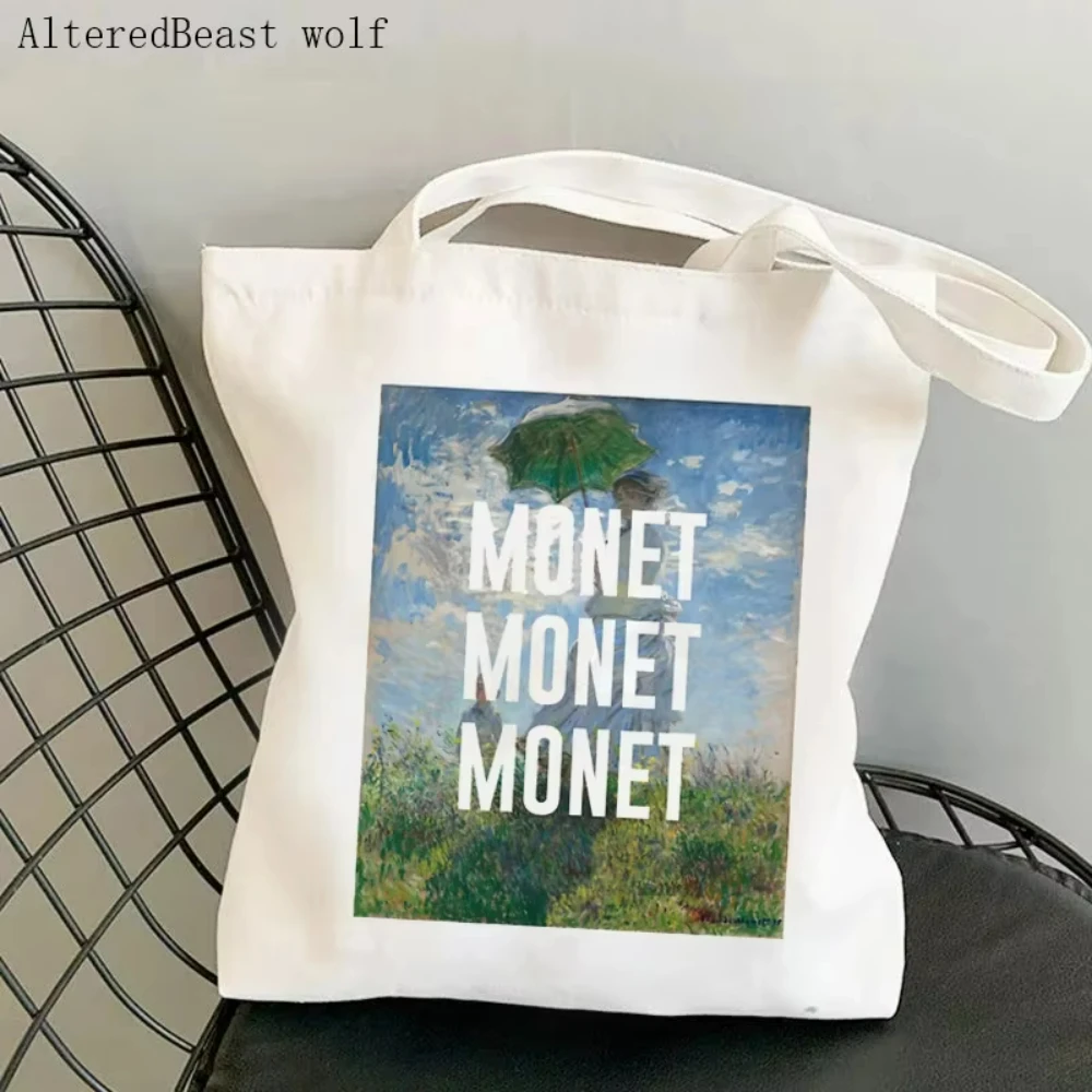 Bolsa de Yoga Ecológica para Compras, Trabajo, Escuela o Viajes, Regalo con Estampado de Pintura al Óleo de Lirios de Agua sobre Lienzo, Bolsa de Hombro