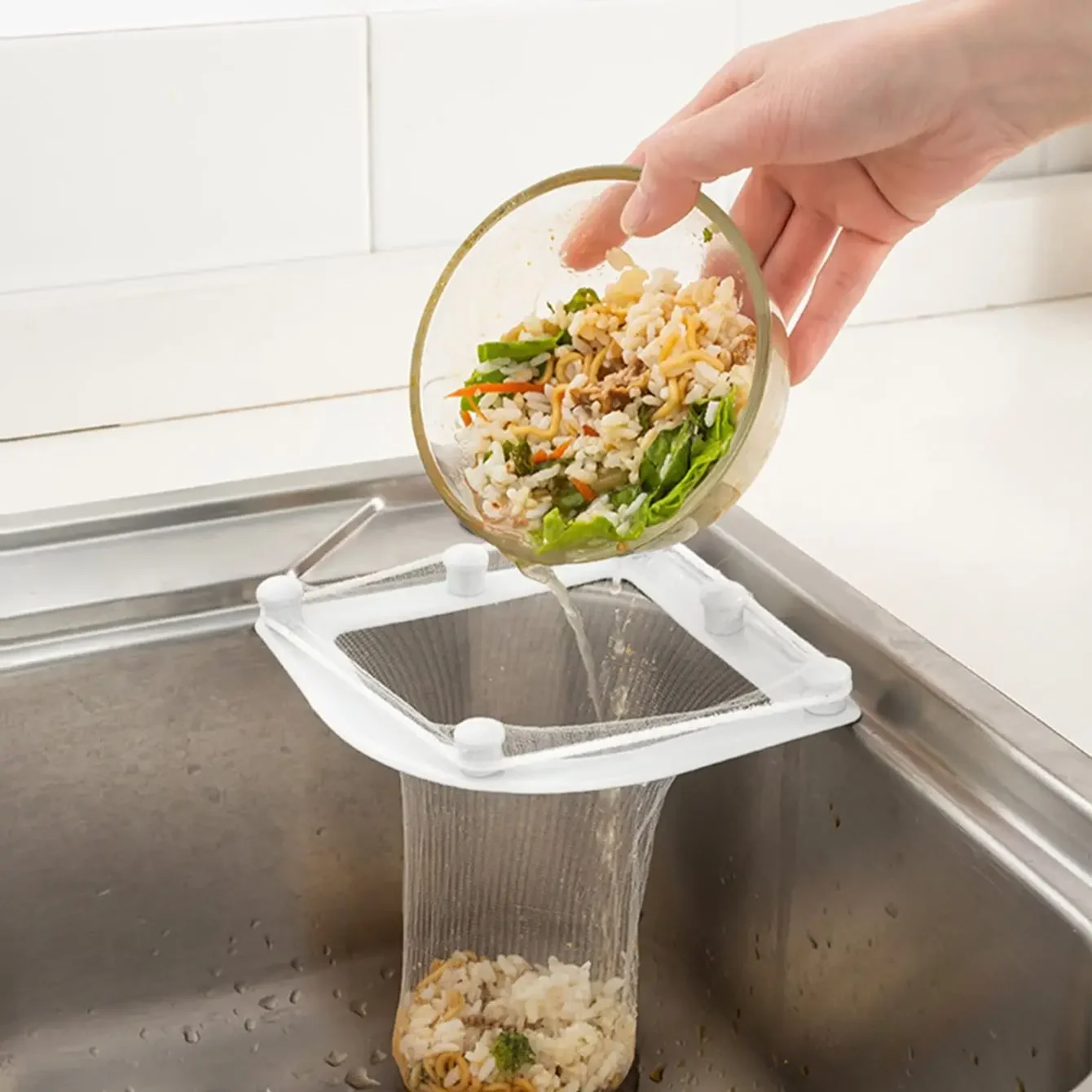 1pc Kitchen Sink Filter  Basket Garbage Filter Shelf Strainer Leftover Sink Hanging Rack Multifunctional Drainage Basket