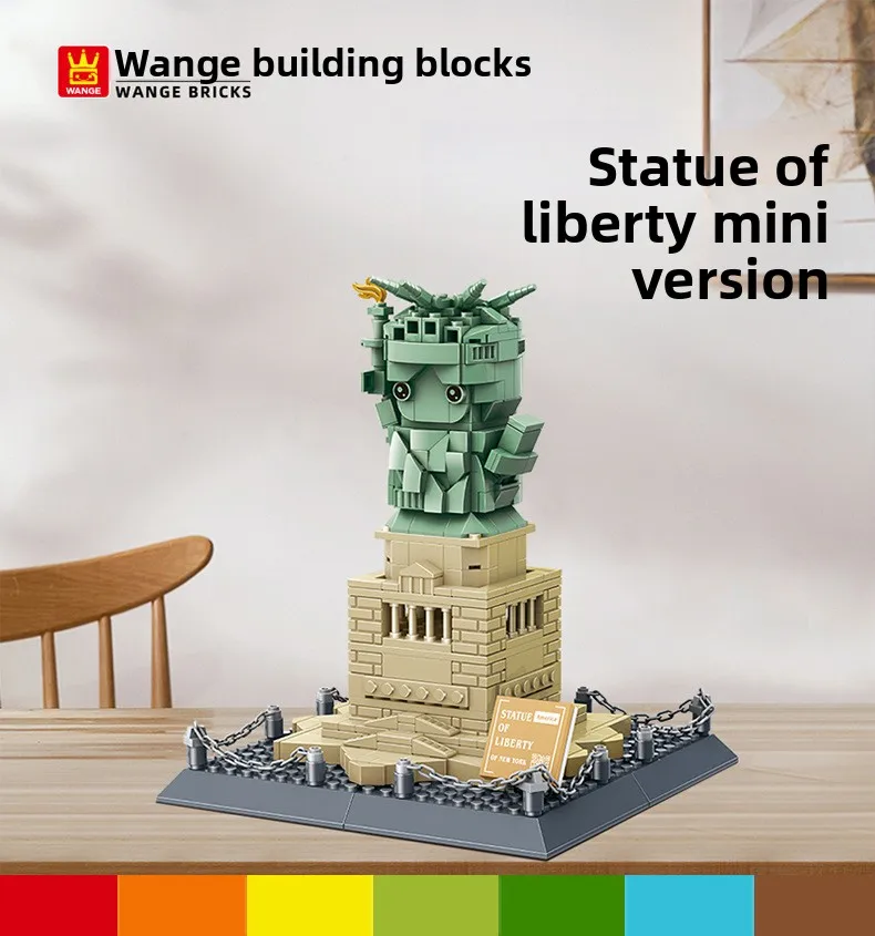 Urocze klocki konstrukcyjne - Statua Wolności, mini klocki kompatybilne z ikonami USA, zabawka edukacyjna, prezent dla dzieci od 8 lat i kolekcjonerów atrakcji.