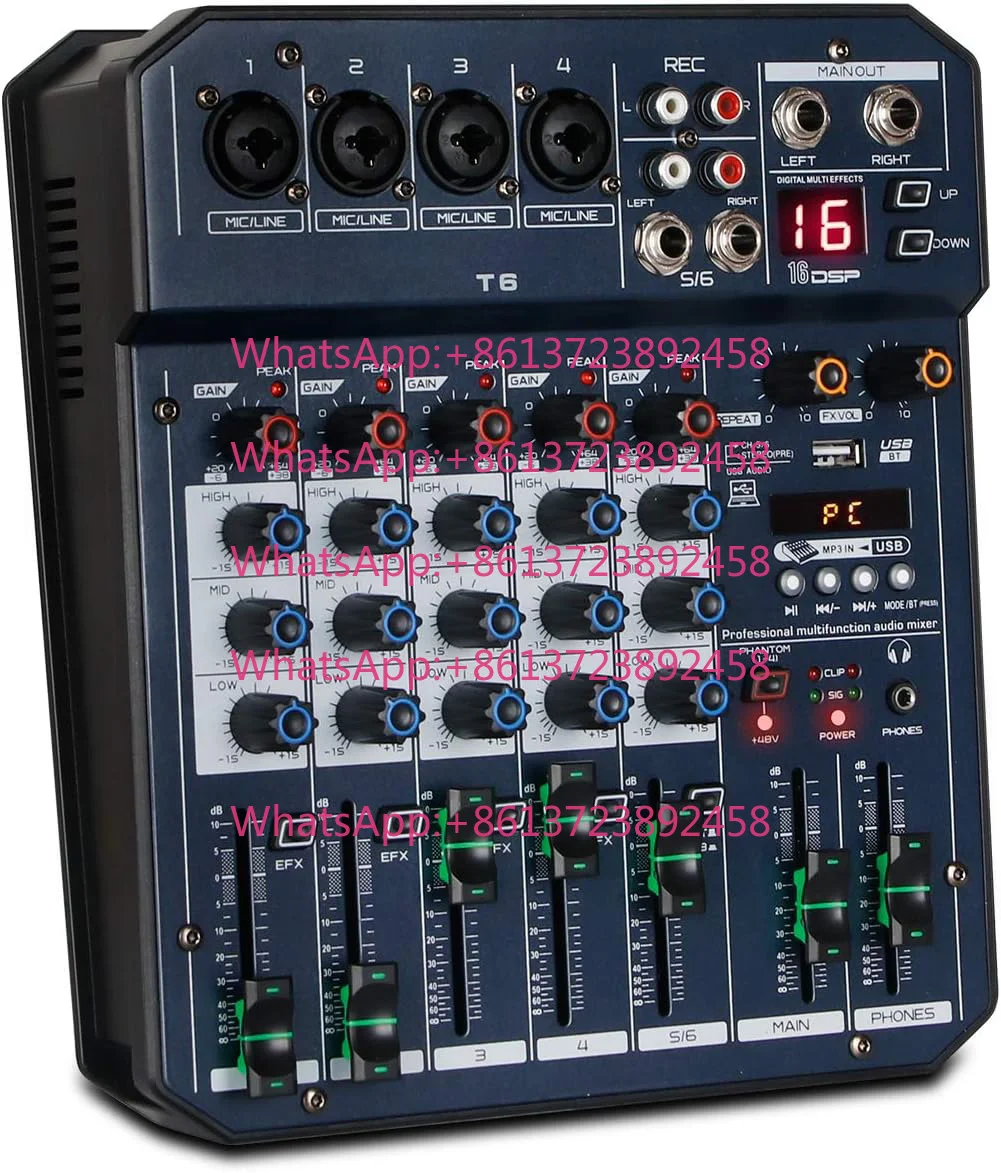 Professional 4-Channel DJ USB Audio Mixer Live Sound Controller Interface for PC Recording Video & Lighting