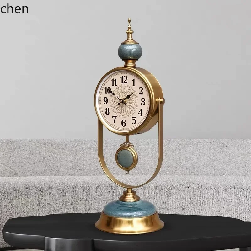 DSA Desk Clock Ornament For Home Living Room, Vintage Clock, Creative Desktop Pendulum Clock
