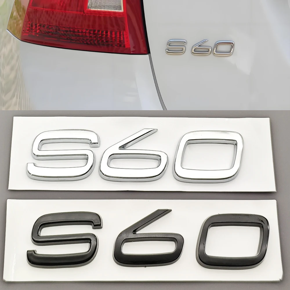 3D ABS Car Stying Letters Stickers Logo S60 Emblem Rear Trunk Badge for S60 T6 T8  Auto Body Sticker Accessories