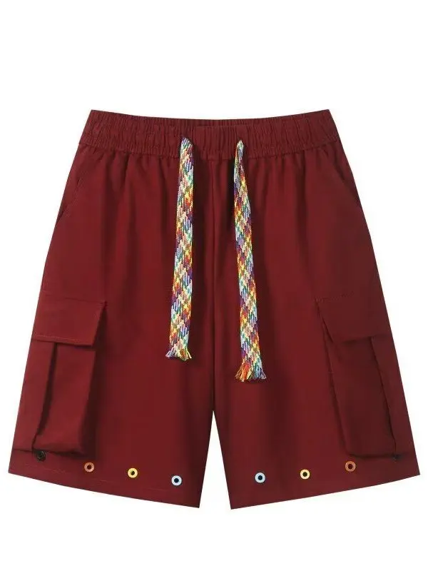 

Мужские летние тонкие брюки в американском ретро-стиле, спортивные, повседневные, с эластичным поясом, прямые, длиной 5/6, с дизайнерскими элементами.