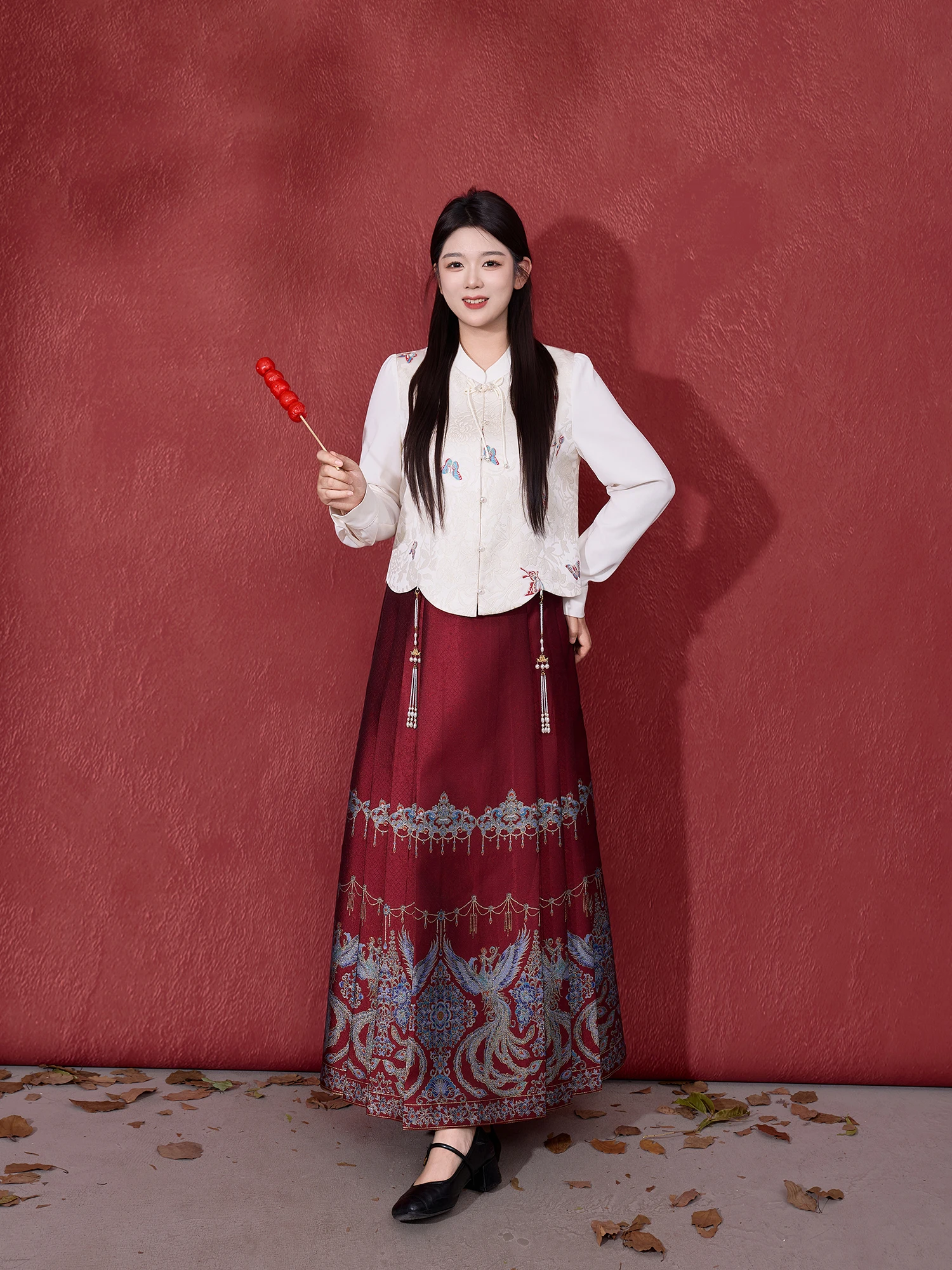 

Вышитая рубашка ханьфу и брюки с высокой талией и широкими штанинами, модный традиционный китайский стиль, женский костюм больших размеров, осенняя одежда