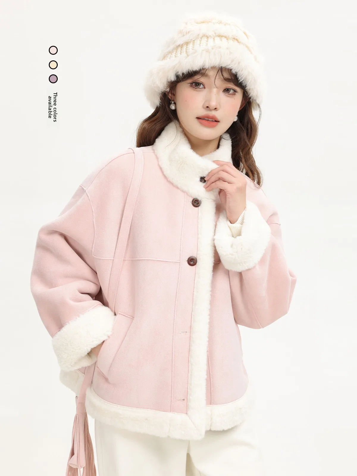 

Korean Sle Sweet Lamb Fur ort Coat Thi Warm Winter New Arrival Aosphere Feeling Women's Faion Outerwear Jaet