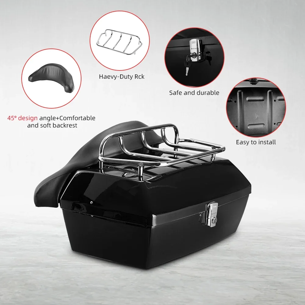 Backrest Pad Scooter Motorbike/48L Universal Motorcycle Trunk Rear Storage Box Tail Luggage Trunk Case Toolbox W