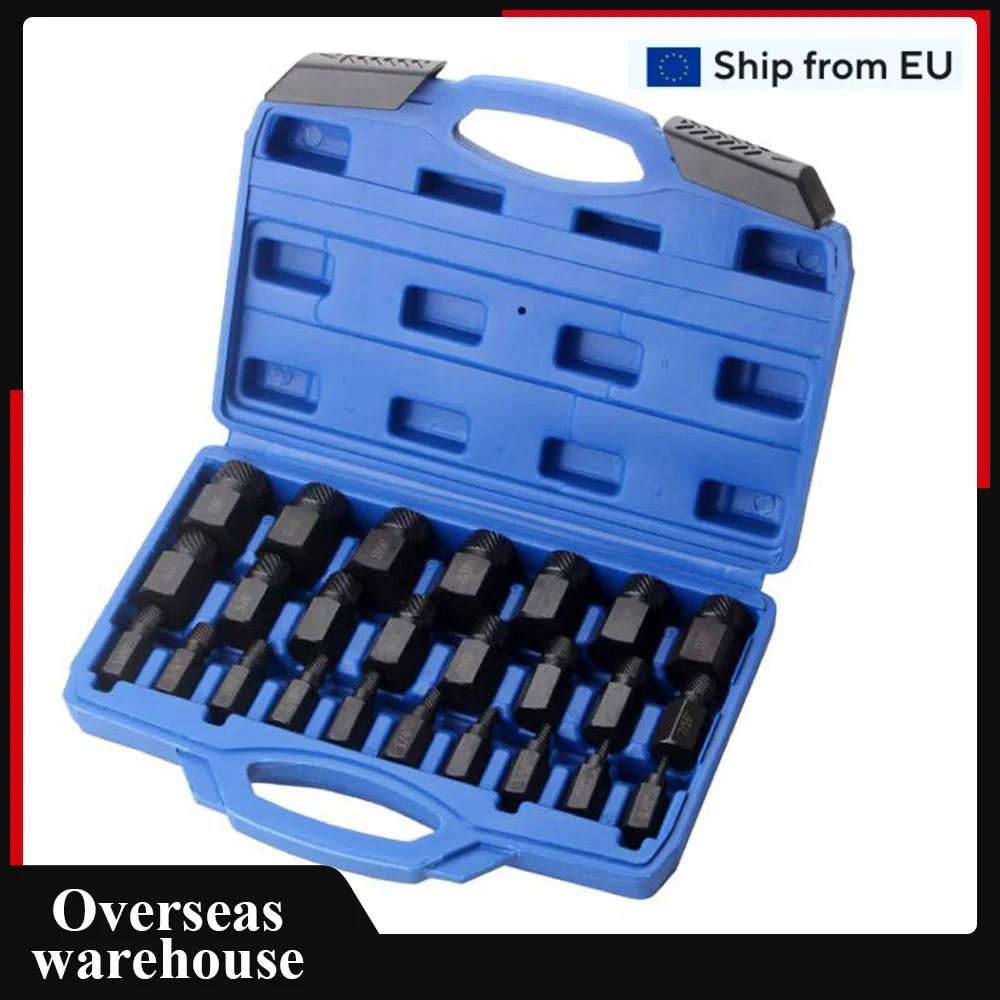 25Pcs Screw Extractor Set Broken Bolt Remover Useful Pins Spiral Nut Extractors Stripped Screws Studs Fittings Extraction Tool