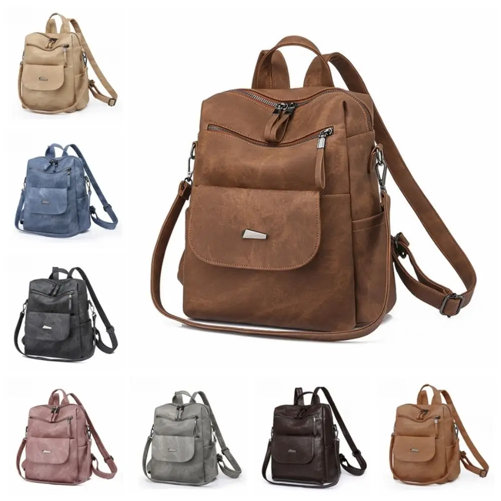 

Fashion PU Leather Laptop Backpack Colorful Vintage Computer Bag Multifunctional Large Capacity College Bookbag For Women