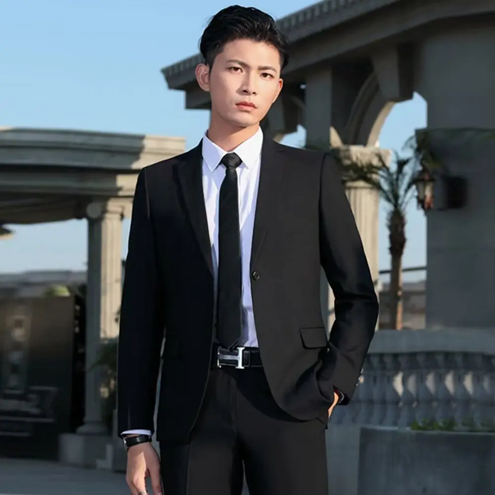 

Модный повседневный мужской костюм из Гонконга Sle, свободный крой, весенне-осенний универсальный костюм для отдыха, длинное двубортное пальто Sve