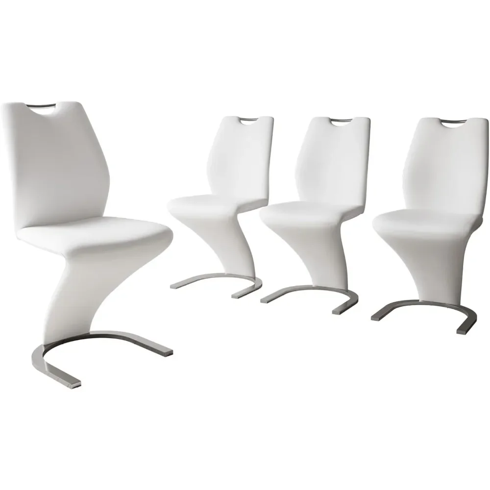 

Modern Kitchen Dining Room Armless Upholstered Side Chairs in PU Leather Cushion Seat and Sturdy Metal Legs