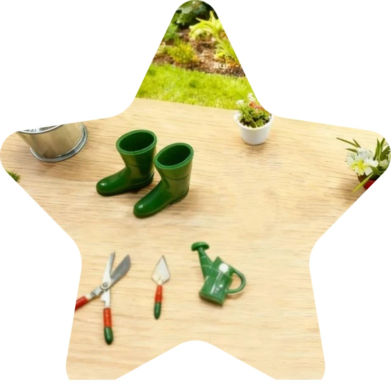 

Увлекательный набор аксессуаров для имитационного сказочного сада, включая миниатюрную мотыгу, лопатку и вилку для кукольного домика