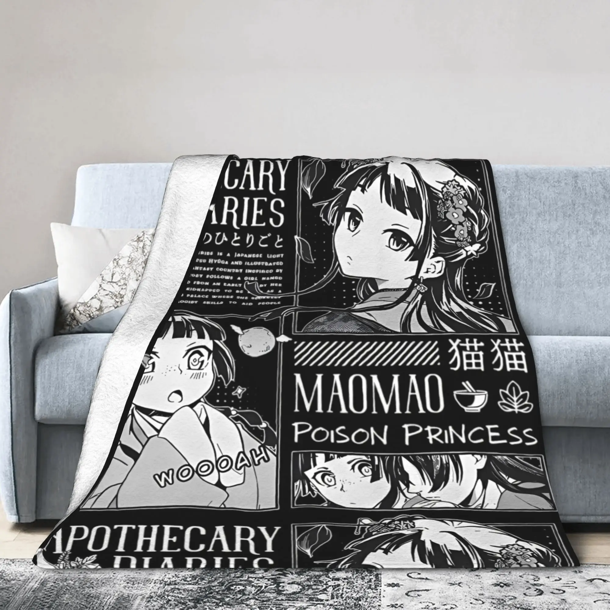 The Apothecary Diaries Maomao Blanket Fleece  Winter Cute Manga Multi-function Ultra-Soft Throw Blankets for Bedspreads