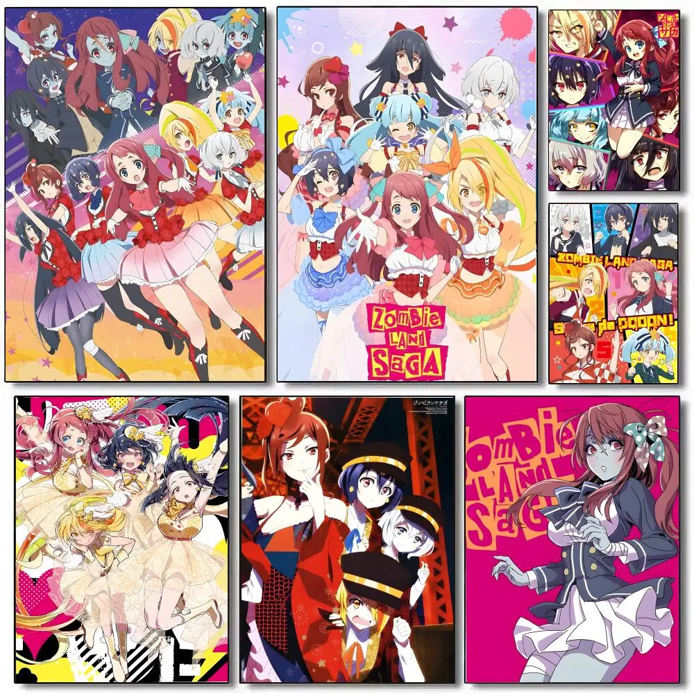 Zombie Land Saga Poster Sticky Painting Prints Wall Art Waterproof Home Living Bed Room Bar Cafe Aesthetic Decor