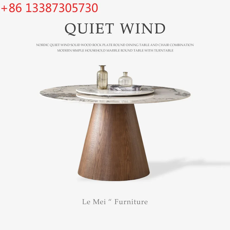 

Круглый обеденный стол из массива дерева в средневековом стиле с эффектом песочной текстуры, простой домашний обеденный стол с поворотным механизмом.