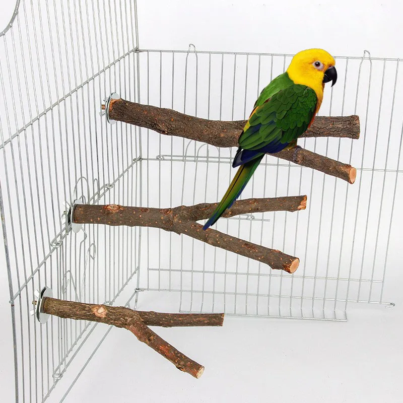 Bird Toys Natural Log Tree Fork Birdcage Bifurcated  Station Stand Parrots Chew Toy Standing Pole Durable Bird Accessories