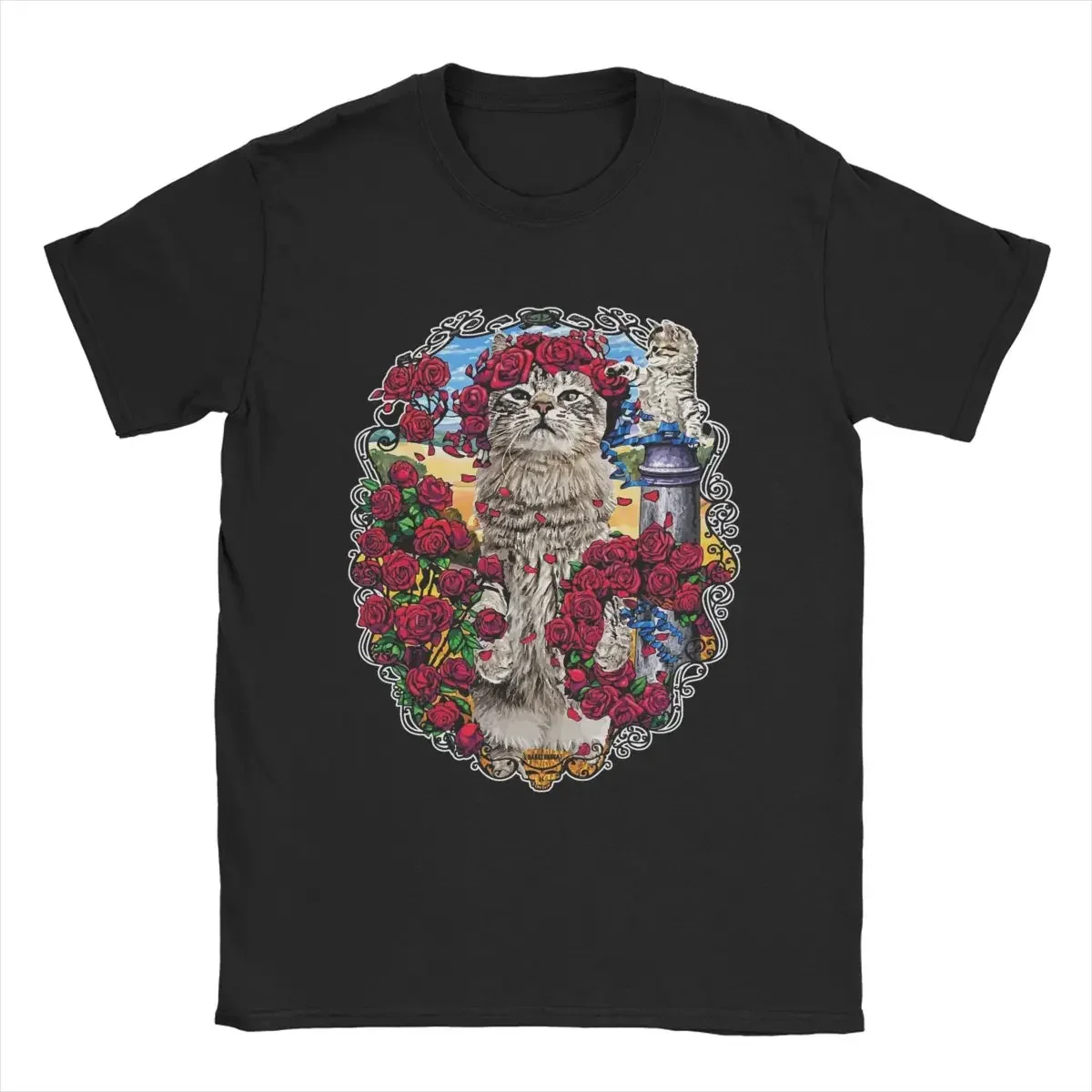 T-Shirt à Manches Courtes et Col Rond pour Homme, Vêtement Estival et Décontracté, en Coton, avec Motif de Chat et Trash N Guns