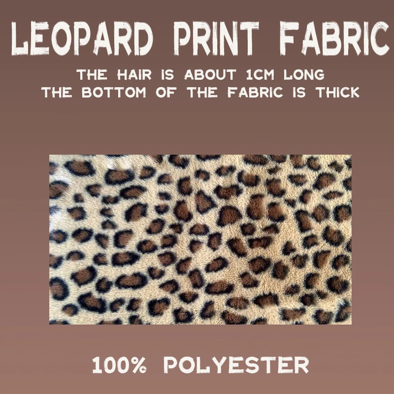 25x45cm leopard print fabric, faux short fur, imitation fur clothing fabric, backdrop fabric, 1cm pile length