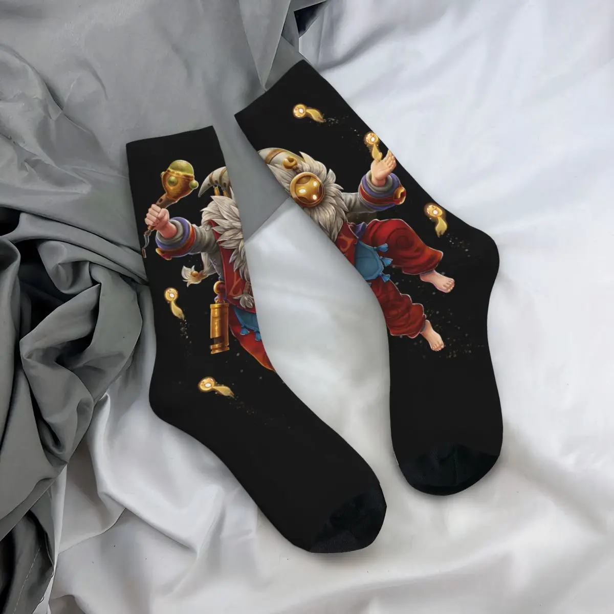 Chaussette de compression amusante en elin pour hommes, motif imprimé de qualité LOL, chaussettes d'équipage décontractées pour garçons, Bard Hip Hop Harajuku League of ATIONS End