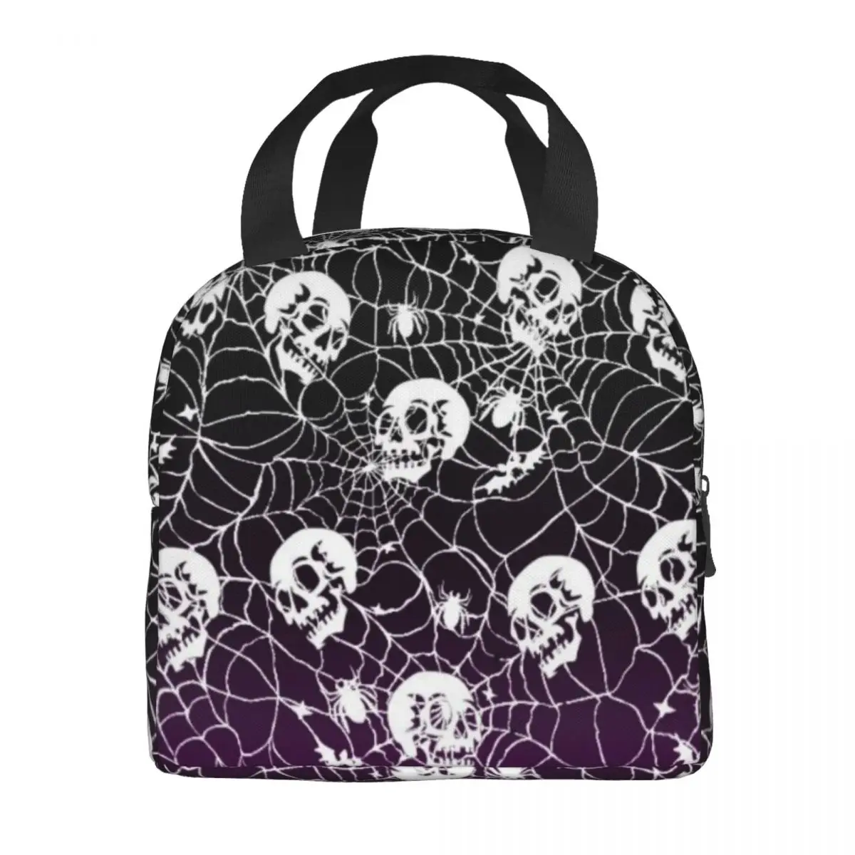 Halloween Skull Lunch Bag Reusable Lunch Box Waterproof Thermal Bento Tote Lunch Container Cooler Bag for Women Insulated Bag