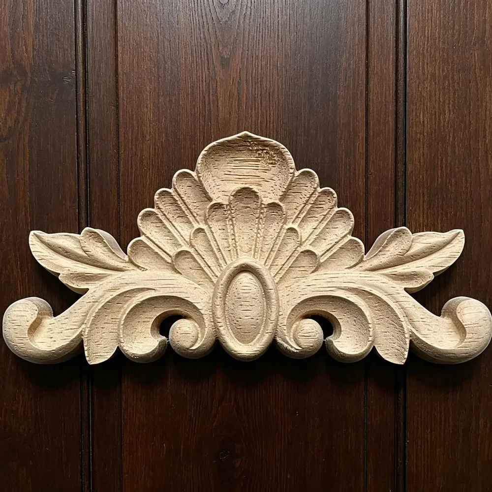 Wooden Appliques for Furniture Home Decoration Accessories Antique Onlays Moulding Wood Decals for Wall Wood Figurines for Decor