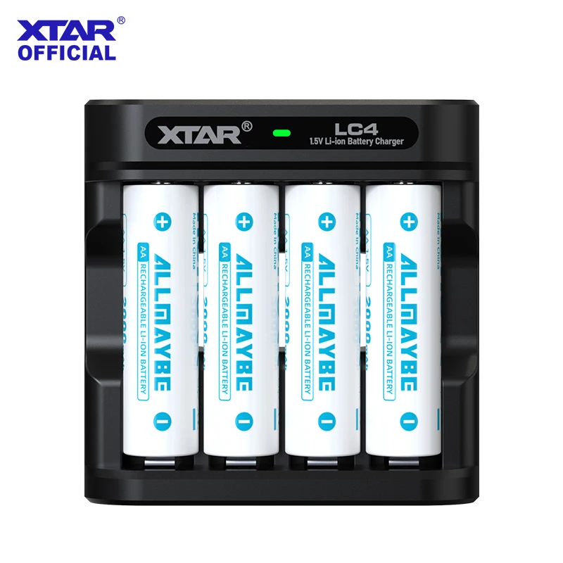 

XTAR LC4 Battery Charger+4PCS 1.5V AA CLR 2000mAh Rechargeable Li-ion Battery Constant Voltage Output & Linear Discharge
