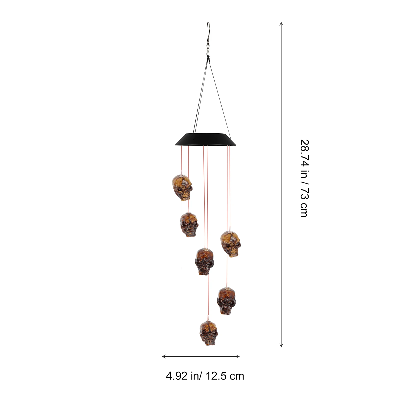 

Skull Wind Chime Light Decorations Durable Plastic Material Solar Charged Easy Install Outdoor Halloween Lamp Gifts