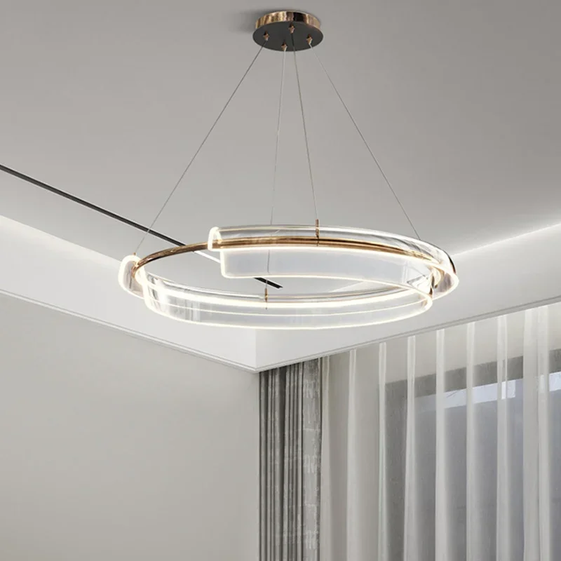

SANDYHA Modern Minimalist Ring Chandelier Lustre Lighting for Living Room Dining Room Bedroom Study Indoor Home Decor