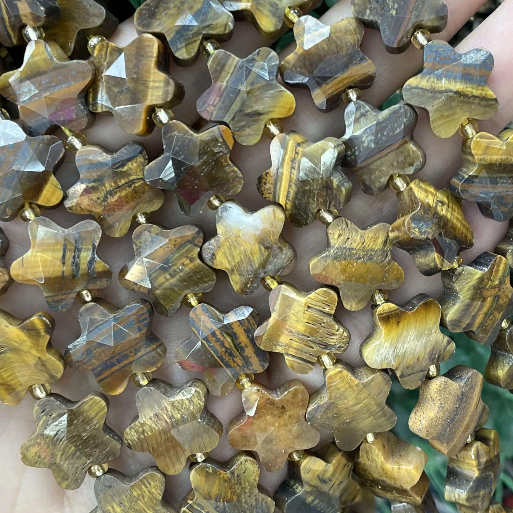 Natürliche Steinperlen in Sternform, facettiert, gelbe Jade, lose Perlen für Schmuckherstellung, DIY-Armband, Halskette, Ohrringe, Accessoires – Detail 10