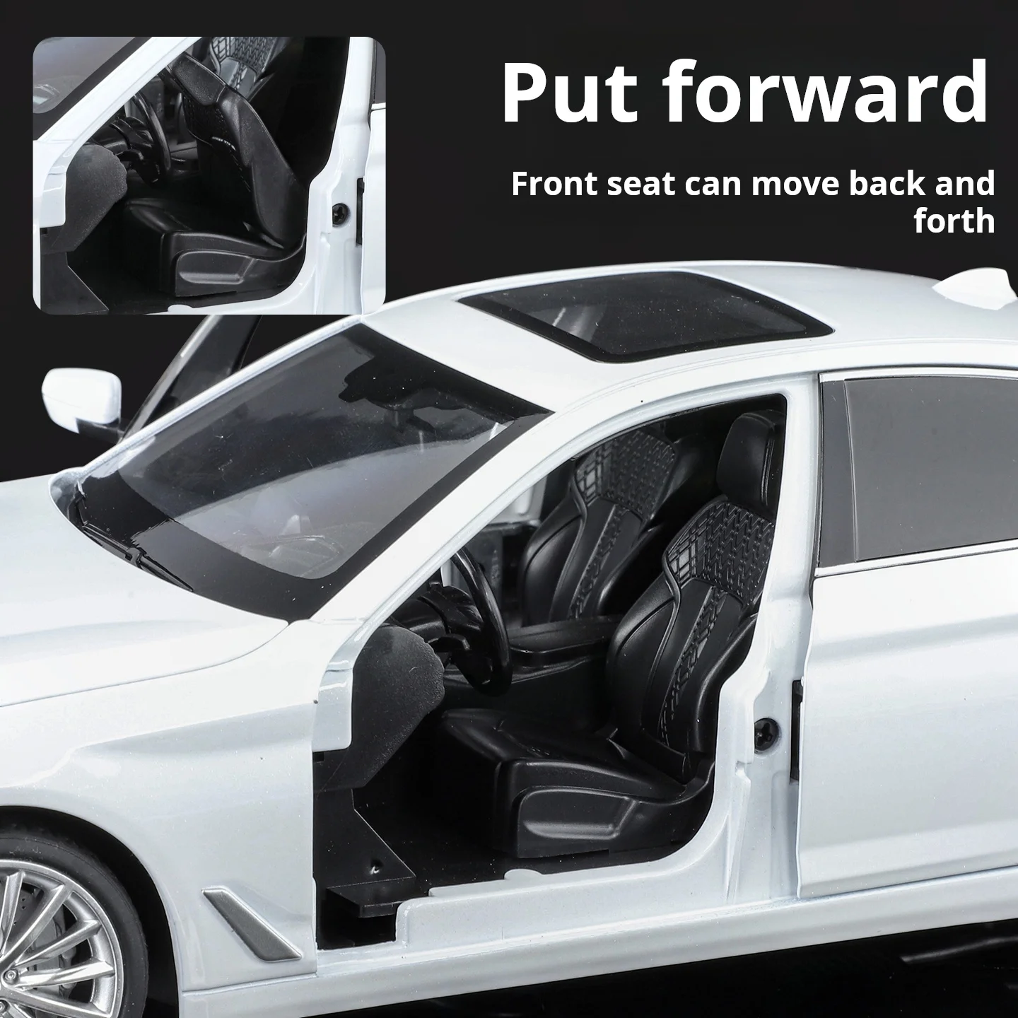 Modelo de coche fundido a presión BMW 530 a escala 24 oficialmente autorizado, juguete con sonido y luz, adornos coleccionables de regalo para niños