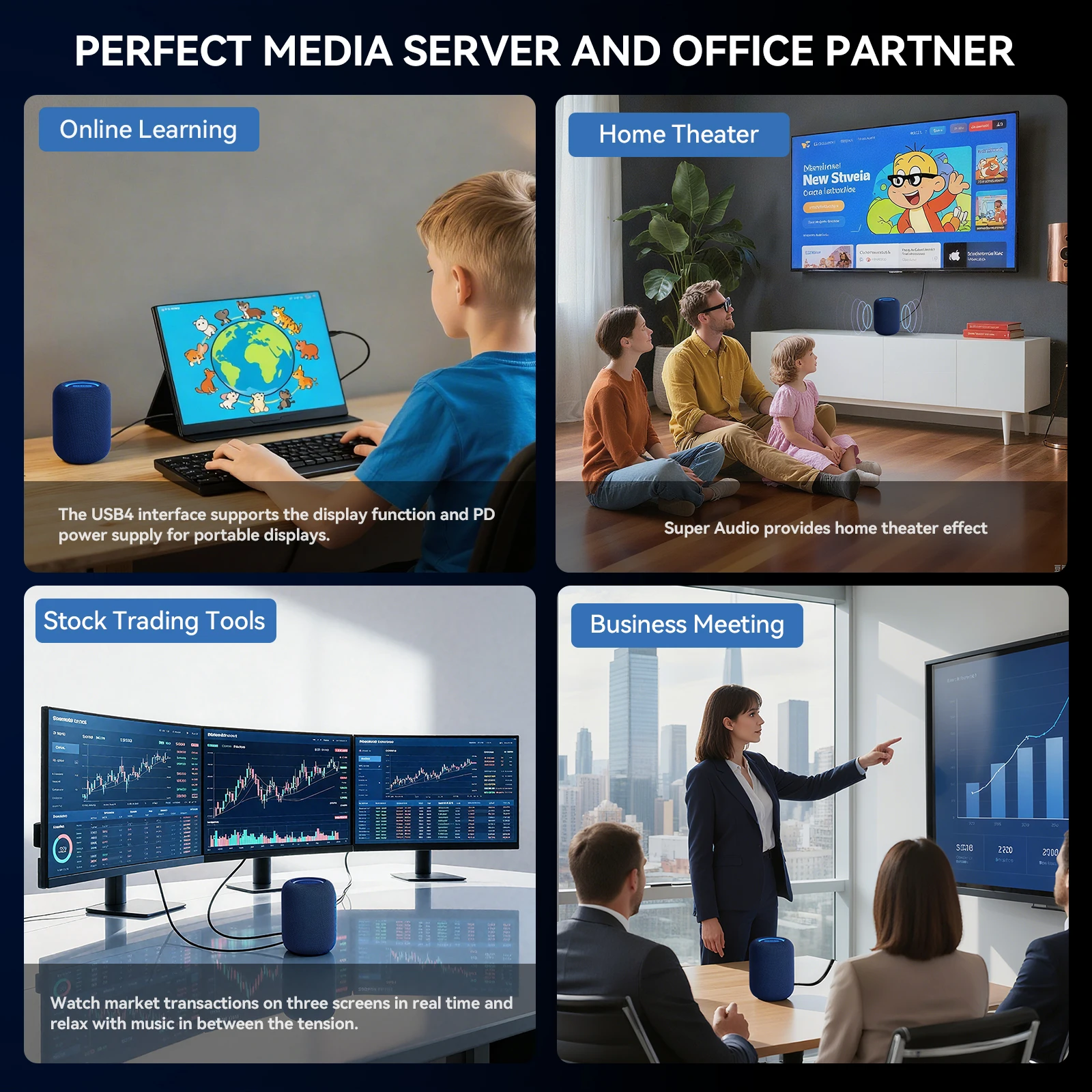 Mini PC EXR1 d'origine avec haut-parleur Ryzen 7 8745HS Windows 11 double DDR5 4800MT/s 32GB 1TB NVMe Wifi6.0 BT5.2 USB3.2 type-a * 3